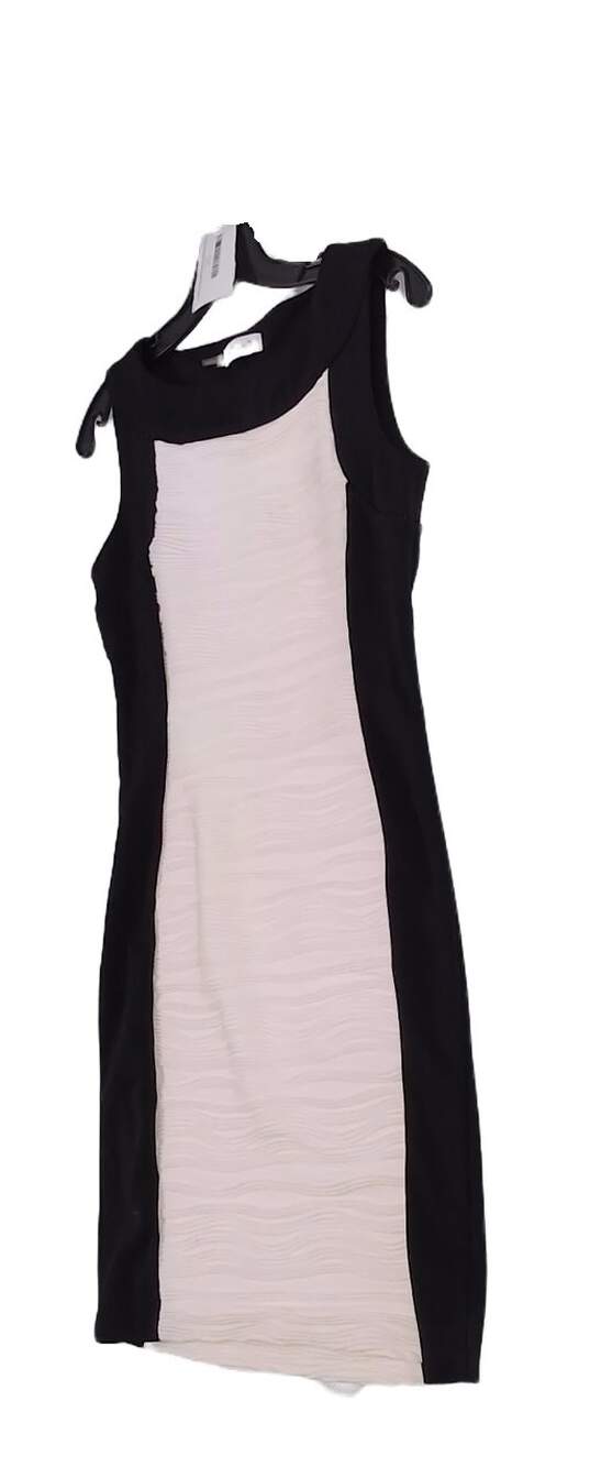 Womens Black White Sleeveless Round Neck Sheath Dress Size 6 image number 3