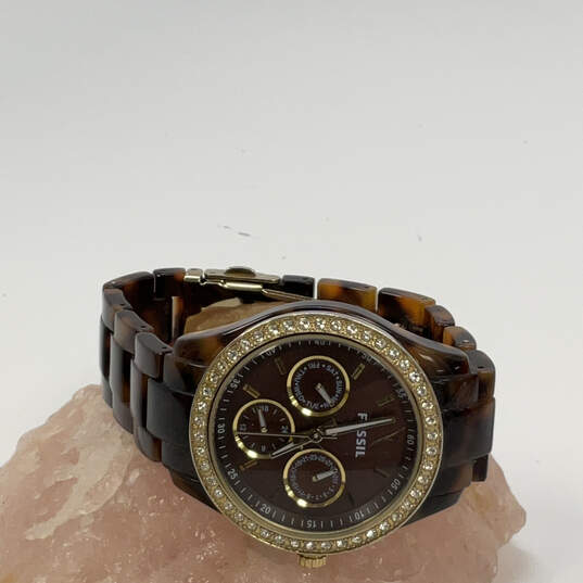 Designer Fossil Stella ES2795 Rhinestone Chronograph Dial Analog Wristwatch image number 1