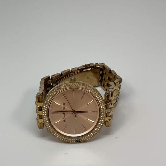 Designer Michael Kors MK-3192 Rose Gold-Tone Darci Stone Analog Wristwatch image number 3