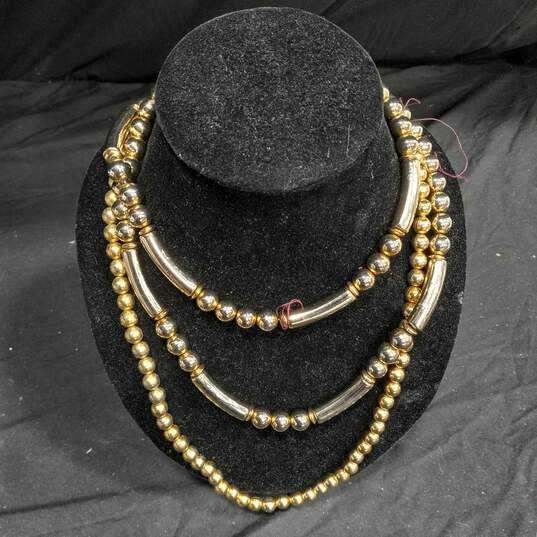 4 pc Gold Colored Bead Necklace Bundle image number 3