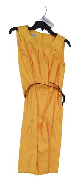 Womens Yellow Sleeveless Round Neck Knee Length Sheath Dress Size 12