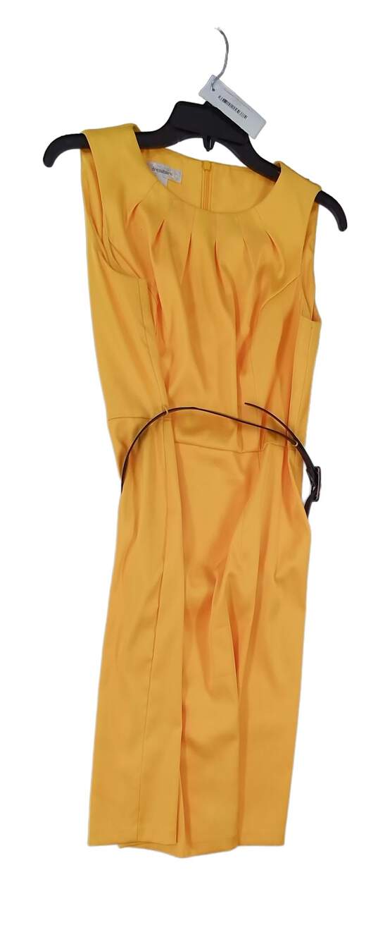 Womens Yellow Sleeveless Round Neck Knee Length Sheath Dress Size 12 image number 1