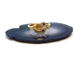 Vintage Illinois Bell 10K Yellow Gold 0.03 CT Diamond & Sapphire Ring 4.8g