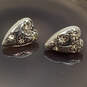 Designer Brighton Silver-Tone Flower Engraved Heart Shape Stud Earrings image number 1
