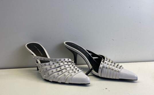 Zara Studded Mule Heels Size 7 White image number 3