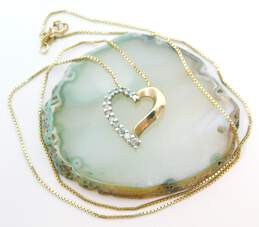 10K Yellow Gold 0.23 CTTW Diamond Heart Pendant Necklace 3.1g