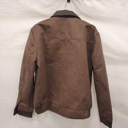 F Collections Men Brown Leather Jacket NWT L alternative image