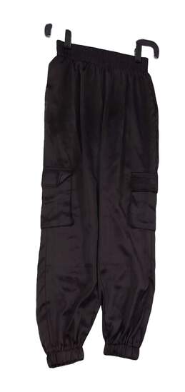 Womens Black Elastic Waist Tapered Leg Casual Cargo Pants Size XS alternative image