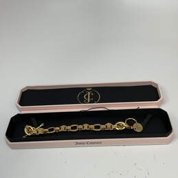 Designer Juicy Couture Gold-Tone Toggle Clasp Linked Chain Bracelet w/ Box