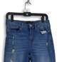Womens Blue Denim Distressed Raw Hem Slim Fit Straight Leg Jeans Size 6 image number 3