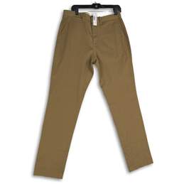 NWT J.Crew Mens Beige Stretch Slash Pocket Flat Front Chino Pants Size 33/34
