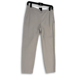 Womens Gray Flat Front Slash Pocket Straight Leg Ankle Pants Size 4