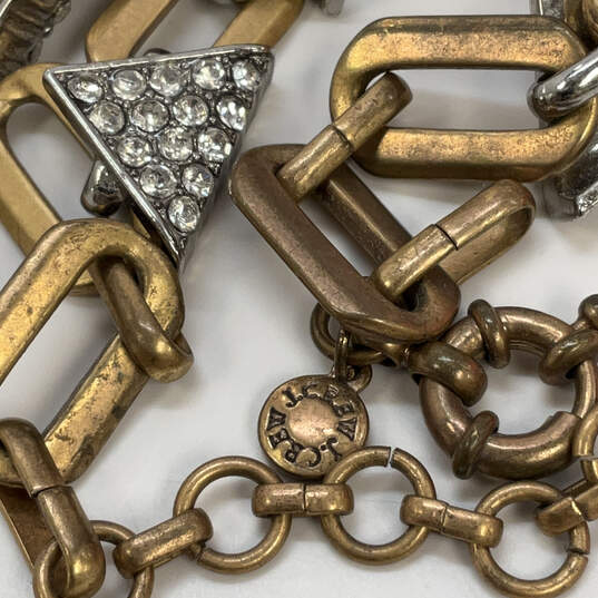 Designer J. Crew Gold-Tone Shiny Triangle Rhinestone Link Chain Necklace image number 4
