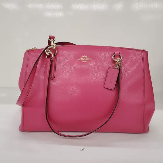 Coach Christie Carryall Pink Crossgrain Leather Crossbody Handbag image number 1