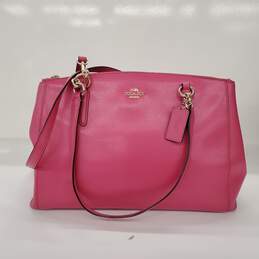 Coach Christie Carryall Pink Crossgrain Leather Crossbody Handbag