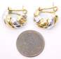 14K Yellow & White Gold Puffed Cable Curved Omega Clip Post Earrings 4.1g image number 7