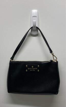 Kate Spade Black Leather Wristlet Zip Clutch Bag