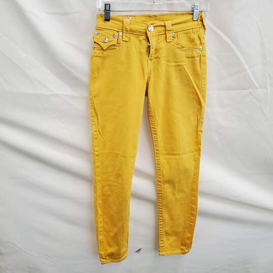 True Religion Women's Yellow Stretch Slim Fit Jeans Size 26 image number 1