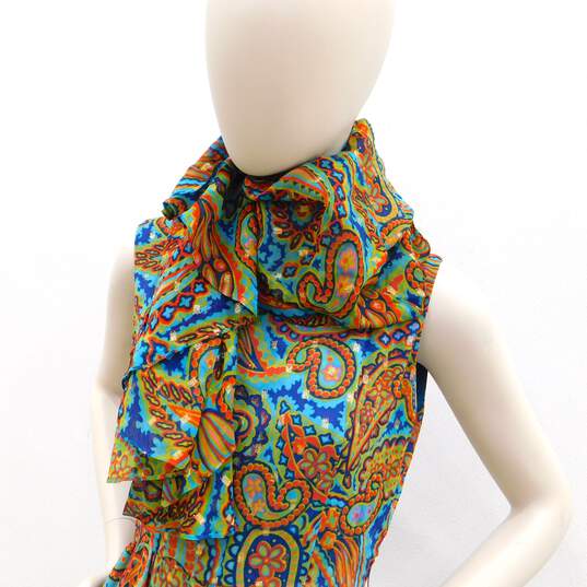 Multicolor Paisley Sleeveless Chiffon Cape Dress image number 10
