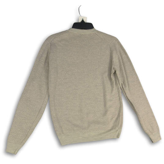 Womens Beige Geometric Long Sleeve Crew Neck Pullover Sweater Size Medium image number 2