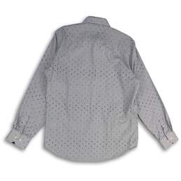 NWT Bugatchi Mens Gray Blue Spotted Collared Long Sleeve Button-Up Shirt Size M alternative image