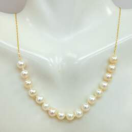 Romantic 14K Yellow Gold Pearl Necklace 4.0g alternative image