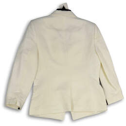 Womens White Shawl Collar Long Sleeve Single Button Blazer Size 10 alternative image