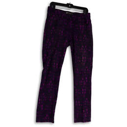 Womens Purple Pockets Dark Wash Regular Fit Mid Rise Skinny Jeans Sz 29/32