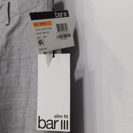 Bar III Gray/Tan Slim fit Dress Pants Size 33Wx32L NWT image number 4