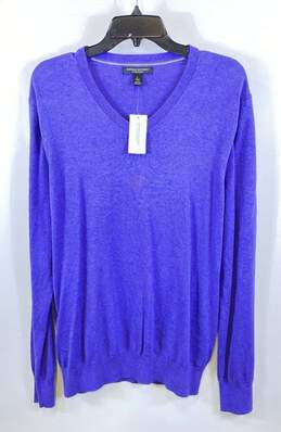 NWT Banana Republic Mens Purple Long Sleeve V Neck Pullover Sweater Size Large