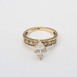 14K Gold Cubic Zirconia Marquise Sz 5 1/2 Ring 3.4g