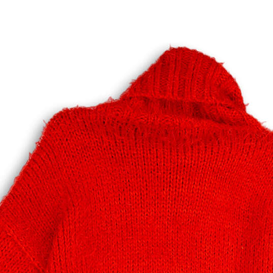 NWT Womens Red Knitted Long Sleeve Turtleneck Pullover Sweater Size M image number 4