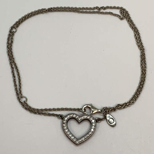 Designer Pandora S925 ALE Sterling Silver CZ Stone Heart Pendant Necklace image number 3