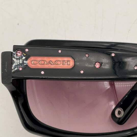 Coach Womens Black Pink Samantha Full-Frame Rectangular Sunglasses With Case image number 4