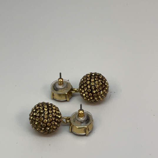 Designer J. Crew Gold-Tone Crystal Cut Stone Ball Shape Drop Earrings image number 2