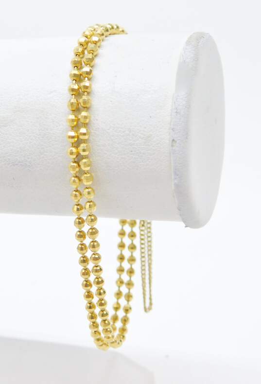 18K Yellow Gold Mirror Ball Bead Double Strand Bracelet 9.6g image number 3