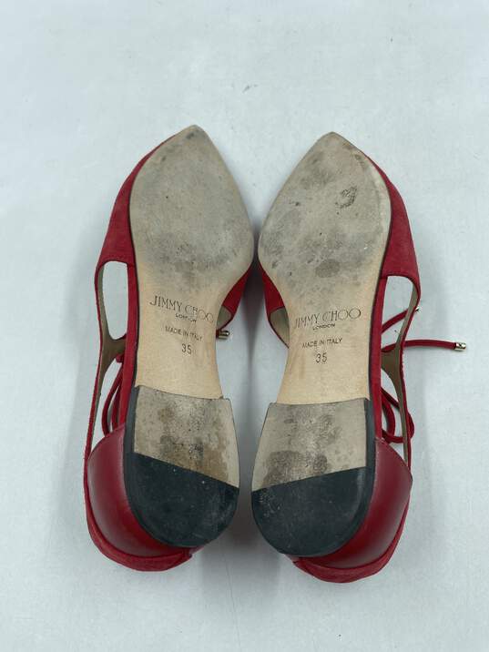 Jimmy Choo Red Pointed Flats W 5 COA image number 5