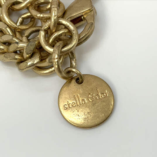Designer Stella & Dot Gold-Tone Orange Crystal Stone Bib Statement Necklace image number 3
