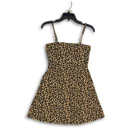 Divided Womens Brown Cheetah Print Spaghetti Strap Pullover Mini Dress Size 6