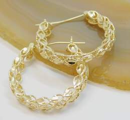 Elegant 14k Yellow Gold Filigree Hoop Earrings 5.3g