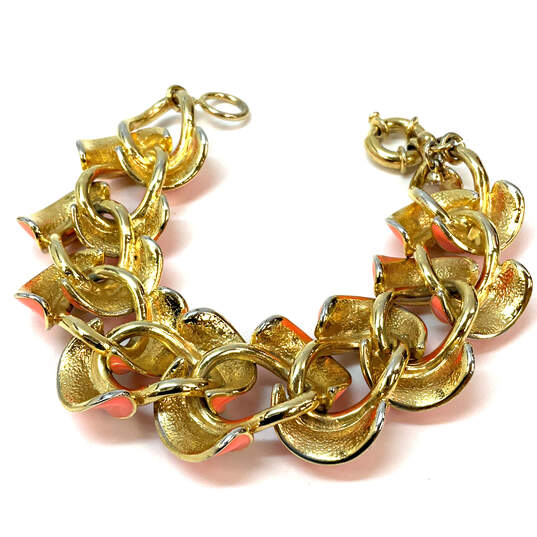 Designer J. Crew Gold-Tone Santa Maria Spring Ring Coral Chain Bracelet image number 4