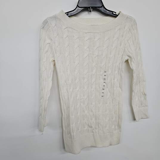White Knit Long Sleeve Sweater image number 1