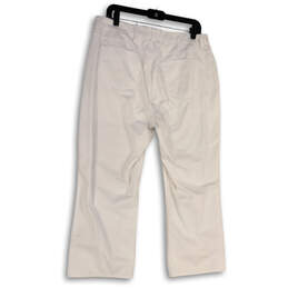 Womens White Denim Light Wash Pockets Straight Leg Cropped Jeans Size 14 alternative image