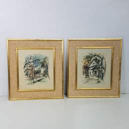 John Haymson - Set of 2 Vintage Watercolor Framed Prints