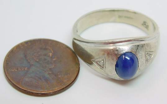 Vintage 14K White Gold Star Sapphire & Diamond Accent Ring 5.8g image number 6