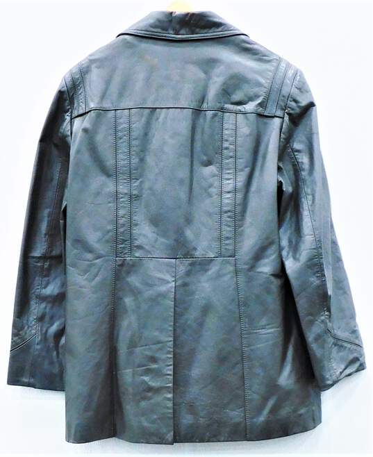 The Leather Warehouse Vintage Gray Leather Button Jacket Mens SZ 40 image number 2
