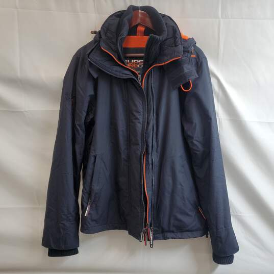 Superdry mens double-zip jacket size M - Navy Blue/Orange image number 1