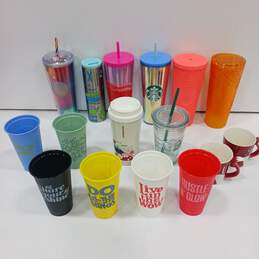 Bundle of Assorted Starbucks Cups & Mugs ( Some w/ Lids & Straws )