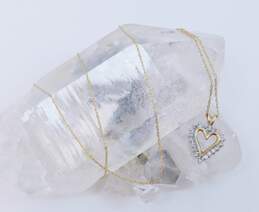 10K Yellow Gold Diamond Accent Open Heart Pendant Necklace 1.8g