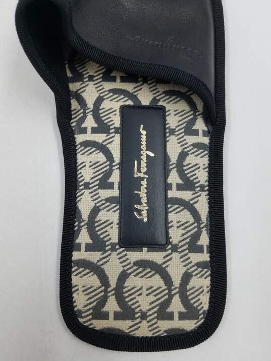 Ferragamo Black Leather Slippers M 9M COA image number 8